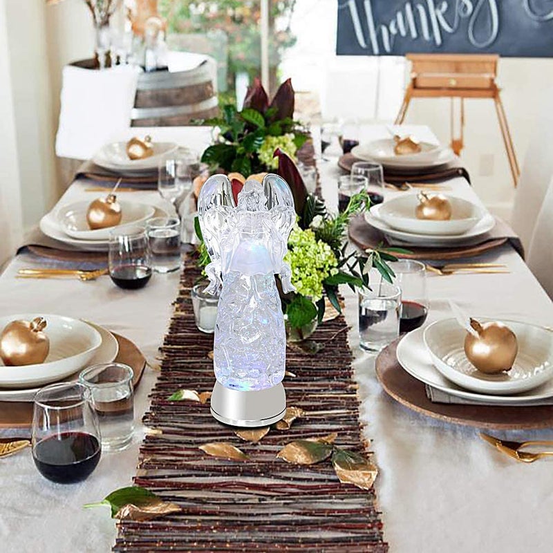 DRomance 11" Angel Snow Globe Lantern Battery Operated with 6 Hour Timer Color Changing LED Light Reading Angel Swirling Glitter Water Lamp Thanksgiving Christmas Holiday Decor Gift - Image 5